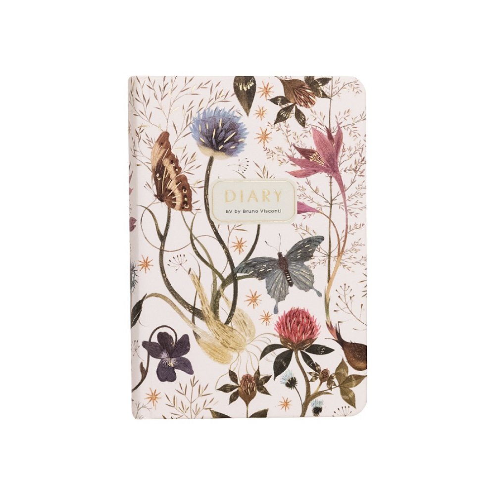 Ежедневник недатированный "Flora. Symmetrical Flora", А7, 416 страниц, белый, золотой