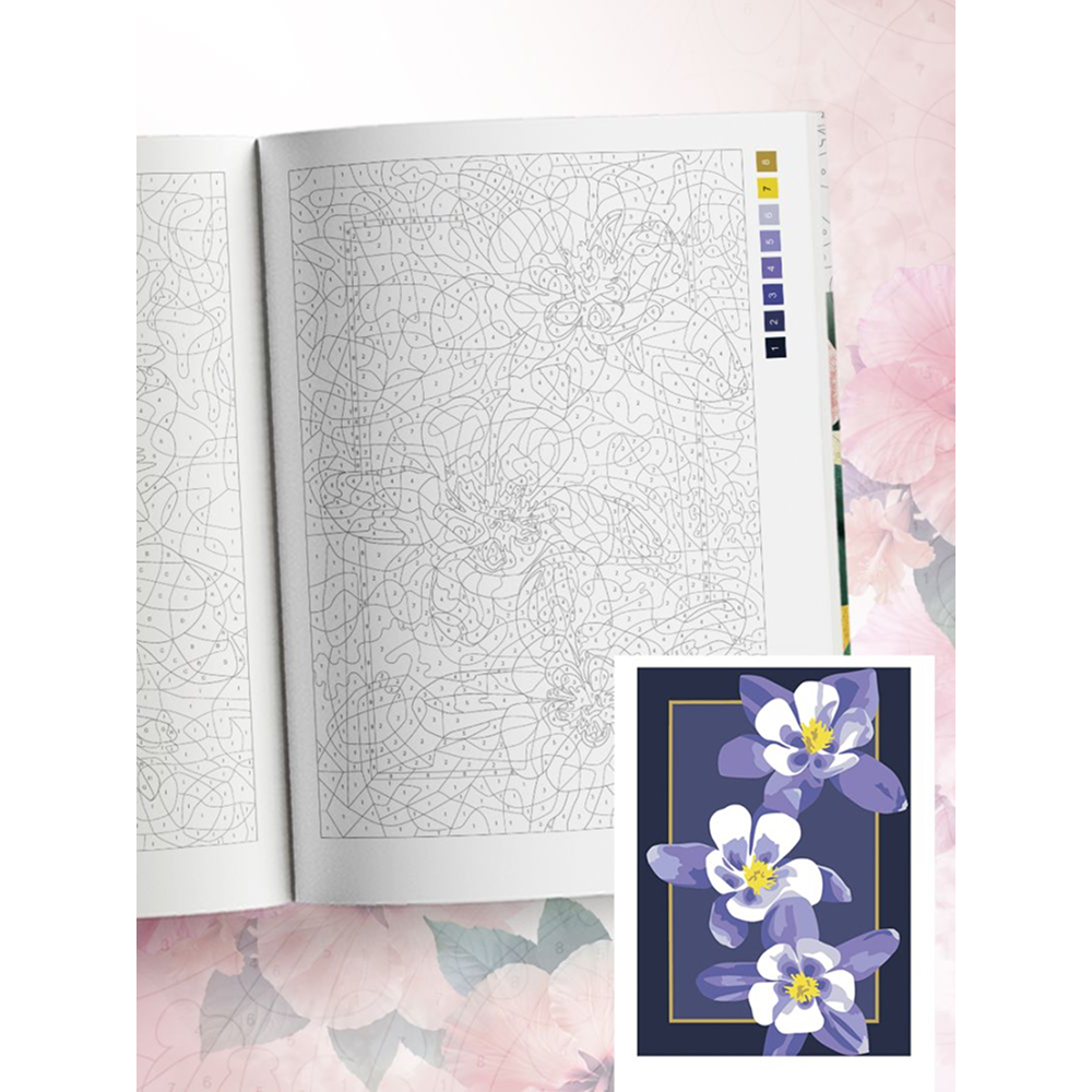 Раскраска-антистресс "Прекрасные цветы. Раскраска по номерам" - 5