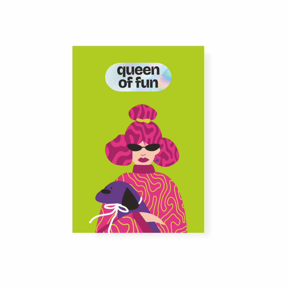 Открытка-стикерпак "Queen of fun", 3D, 105х75 мм