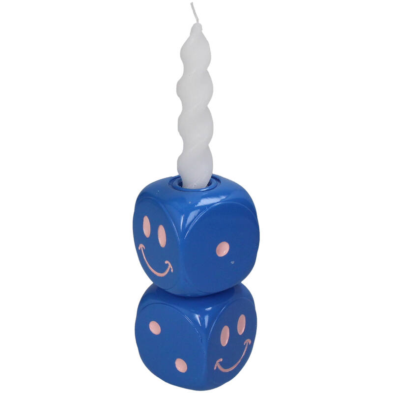 Подсвечник "Кубики", 7,5x7,5x14,5 см, синий, белый