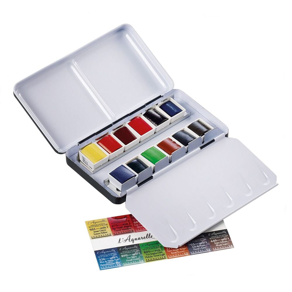 Набор красок акварельных "l’Aquarelle", 12 цветов, полукюветы, металлический пенал