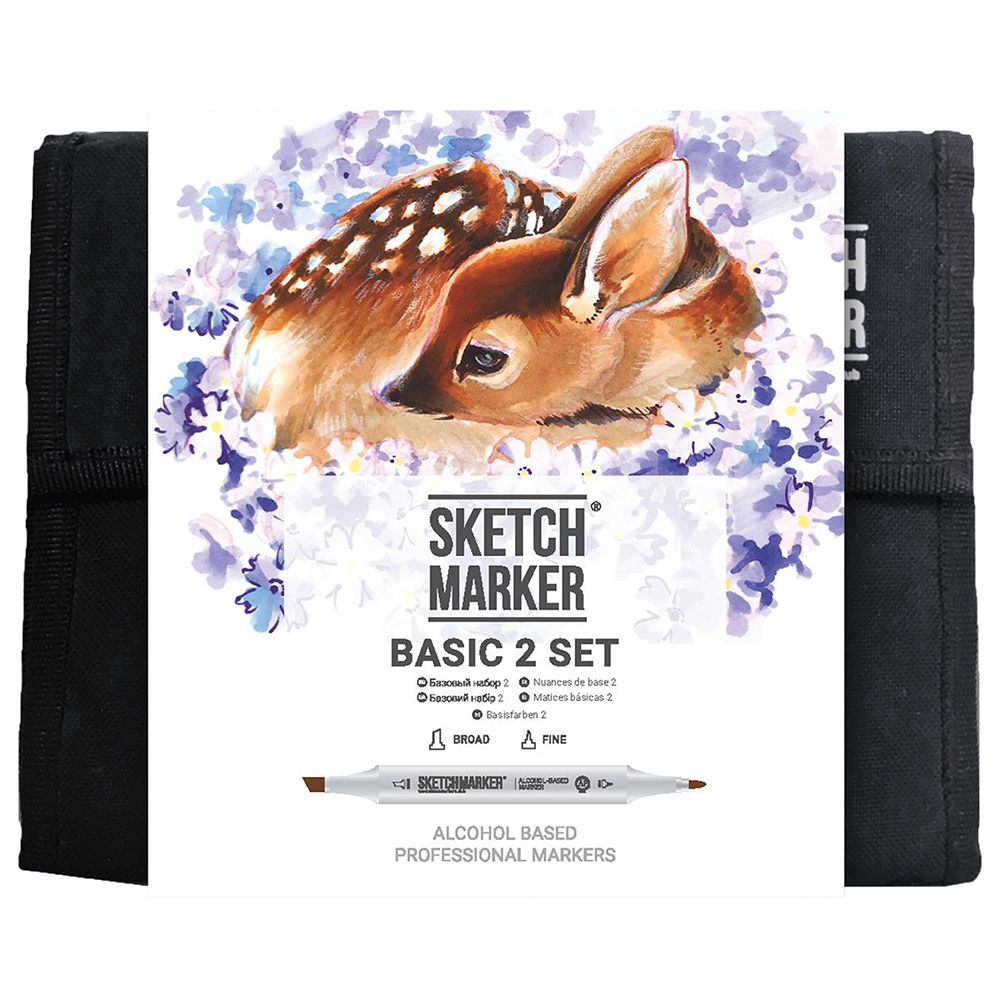 Набор маркеров перманентных двусторонних "Sketchmarker Basic 2", 36 шт.