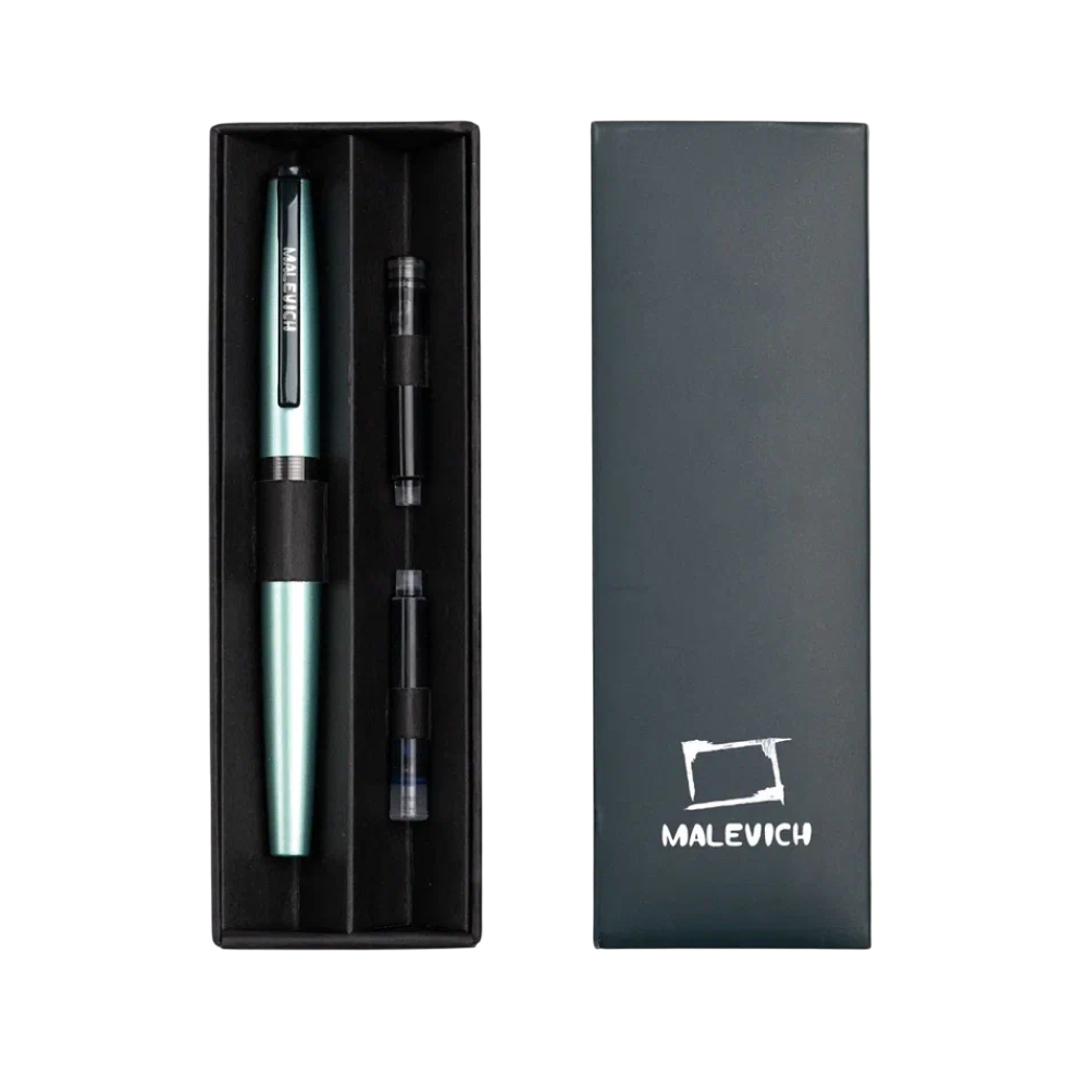 Ручка перьевая EF "Малевичъ", металл, с конвертером, набор два картриджа, бирюзовый перламутр