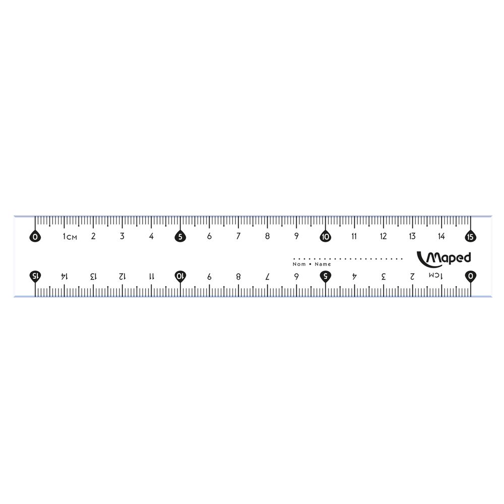 Набор чертежный "Maped": линейка 15 см, треугольник 45 и 60 гр, транспортир 180 гр, прозрачный - 3
