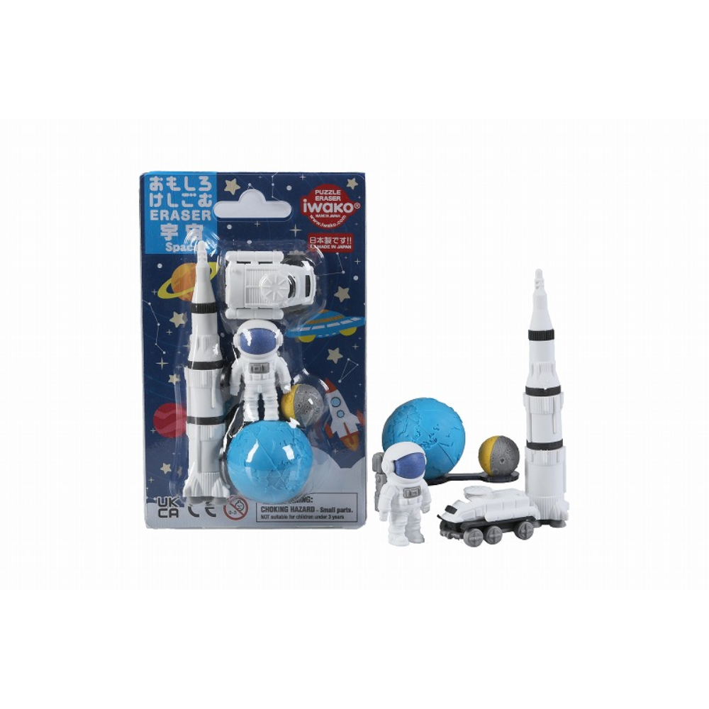 Ластик "IWAKO Space", 6 штук, фигурные, ассорти, блистер