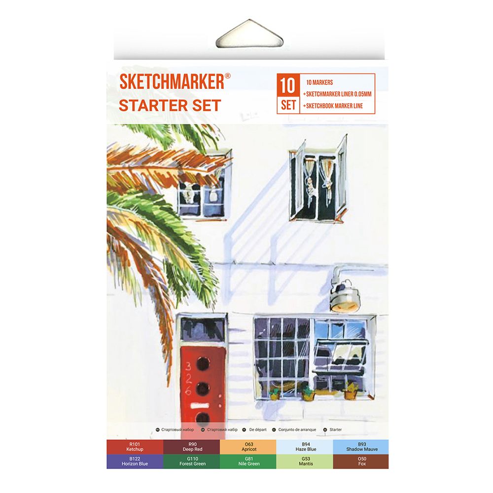 Набор маркеров перманентных двусторонних "Sketchmarker Starter", 10 шт.