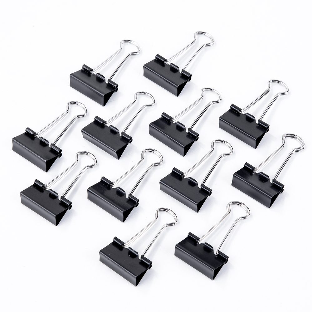 Зажим для бумаг "Deli", 25 мм, 12 штук, черный