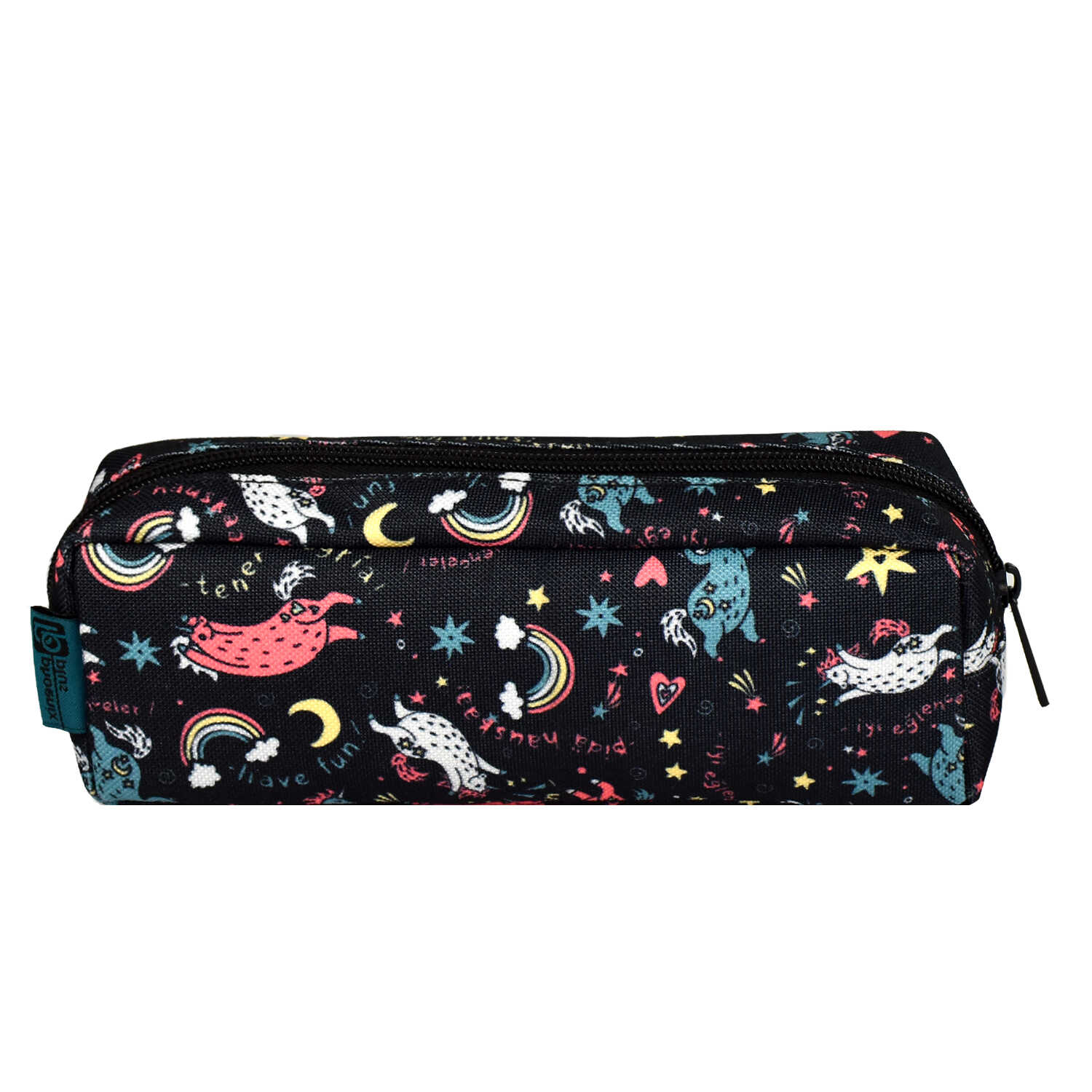 Пенал Феникс+ "Яркие фразы. Единороги" 1 отделение, черный - 5