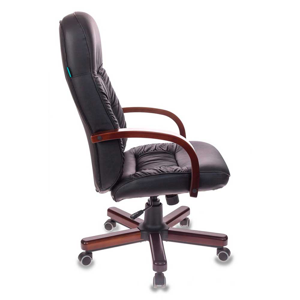 Кресло для руководителя Бюрократ "T-9908/WALNUT", металл, кожа, черный - 3