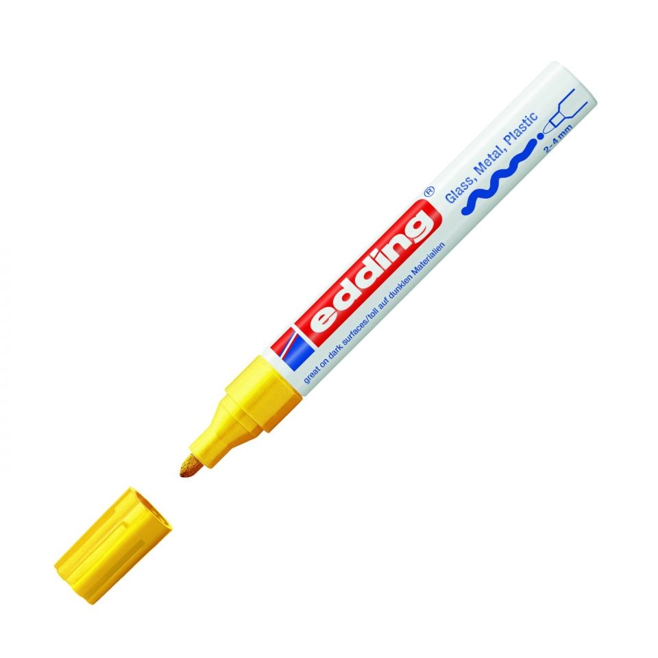 Маркер перманентный на нитрокраске Edding "750", золотистый - 4