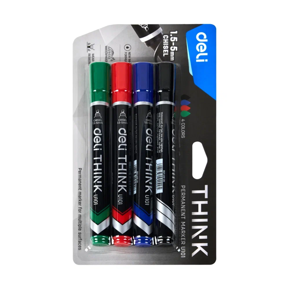 Набор маркеров перманентных "Think", 4 шт, ассорти