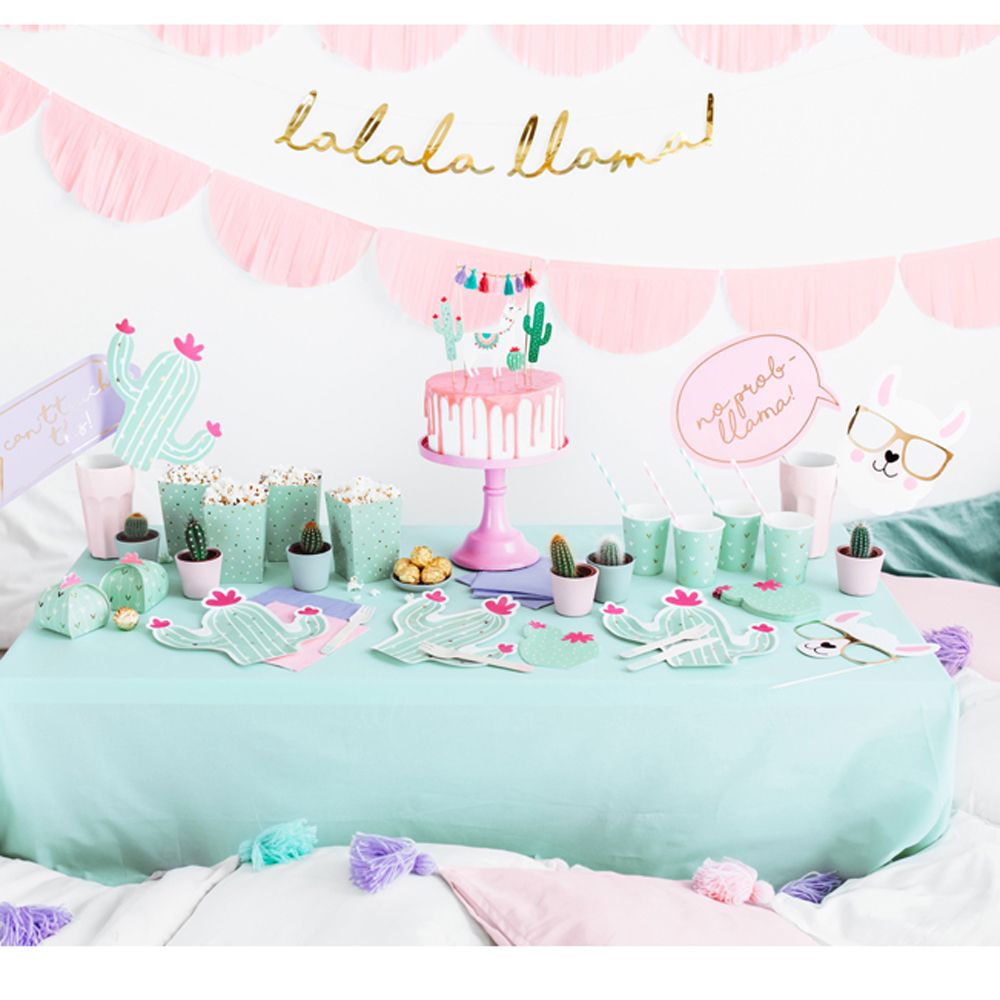 Тарелка бумажная "Кактус", 23х24 см, 6 шт, мятный - 6