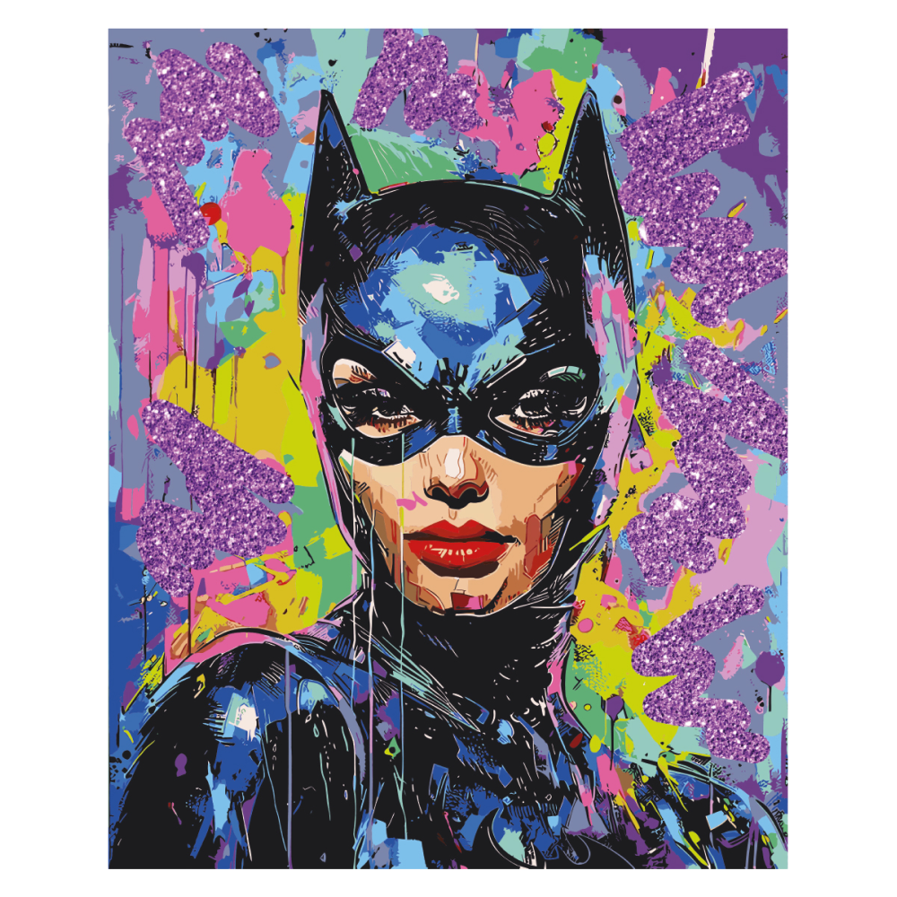 Набор для творчества "Женщина-кошка", 40х50 см, красками по номерам, глиттер