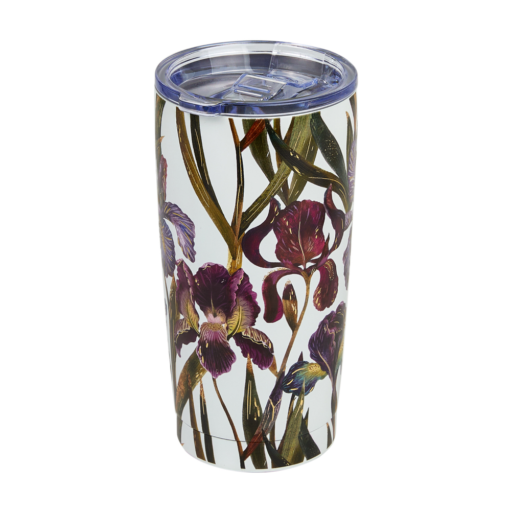 Кружка термическая "Flora. Ирисы", металл, пластик, 600 мл, белый