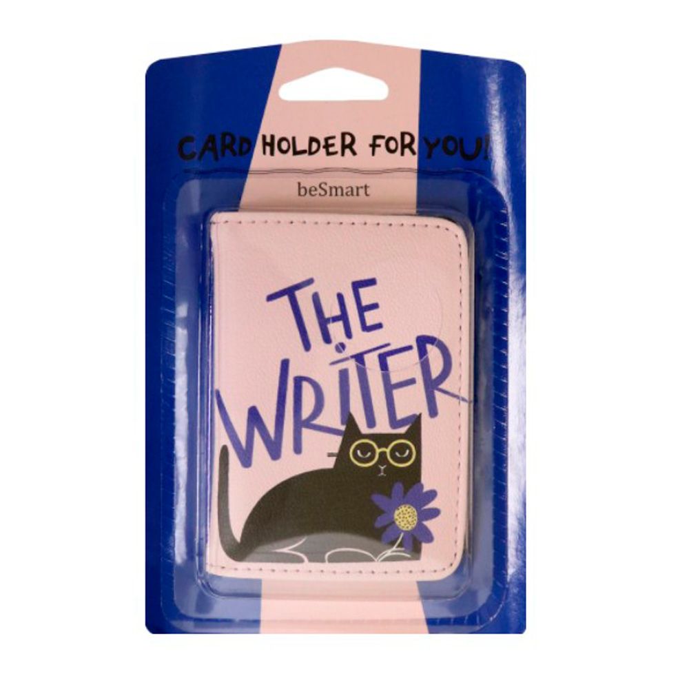 Обложка для проездного билета "Writer кот", розовый
