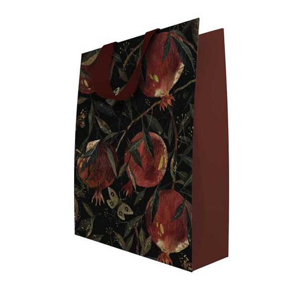 Пакет бумажный подарочный "Flora. Гранат", 18x23x10 см, бордовый
