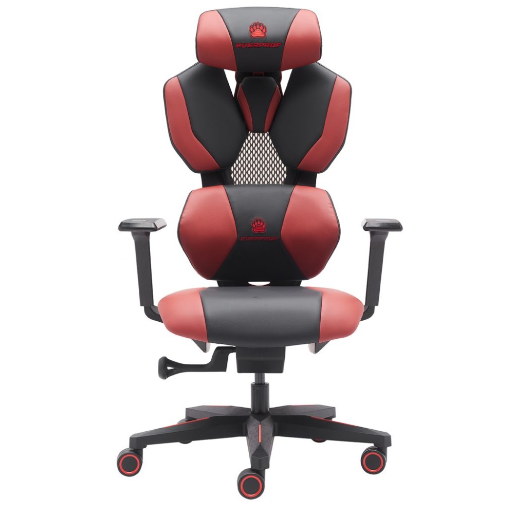 Кресло игровое EVERPROF "Tiger", экокожа, пластик, красный, черный