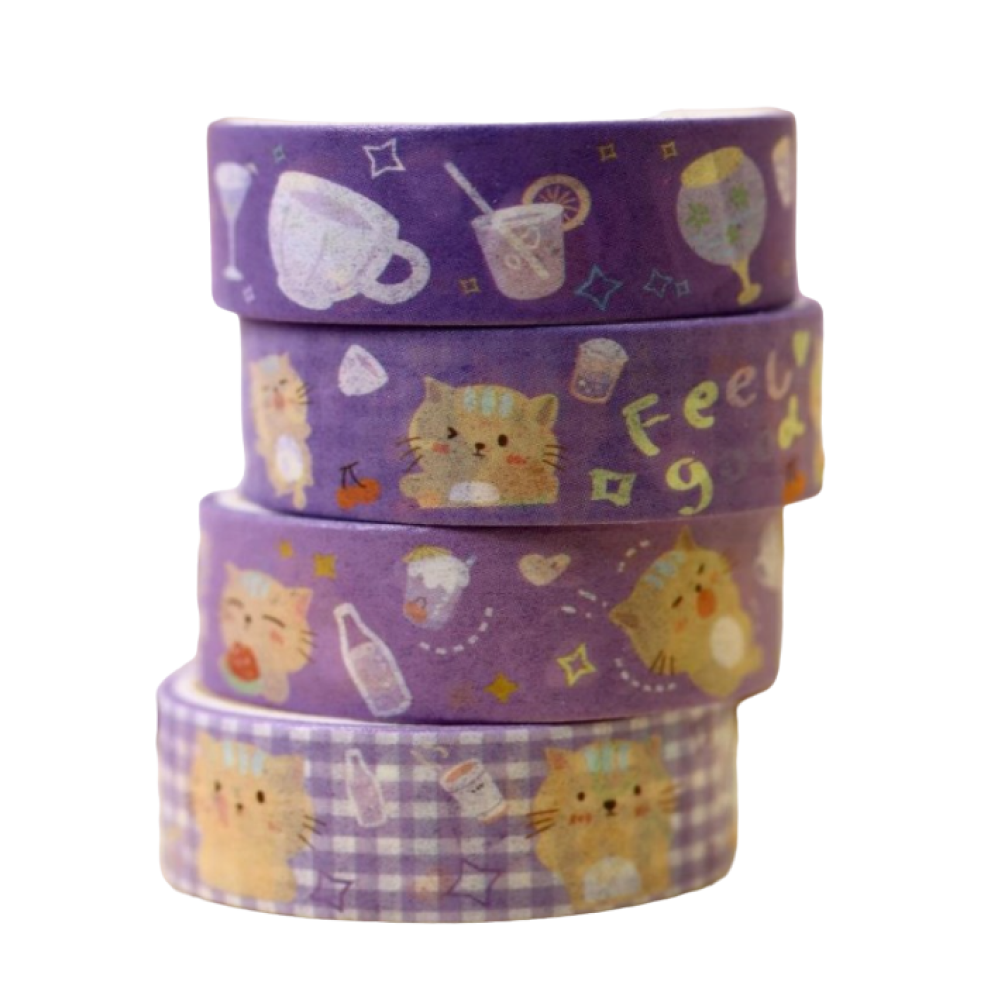 Клейкая лента "Lovely cartoon", 5 шт/упак, фиолетовый - 2