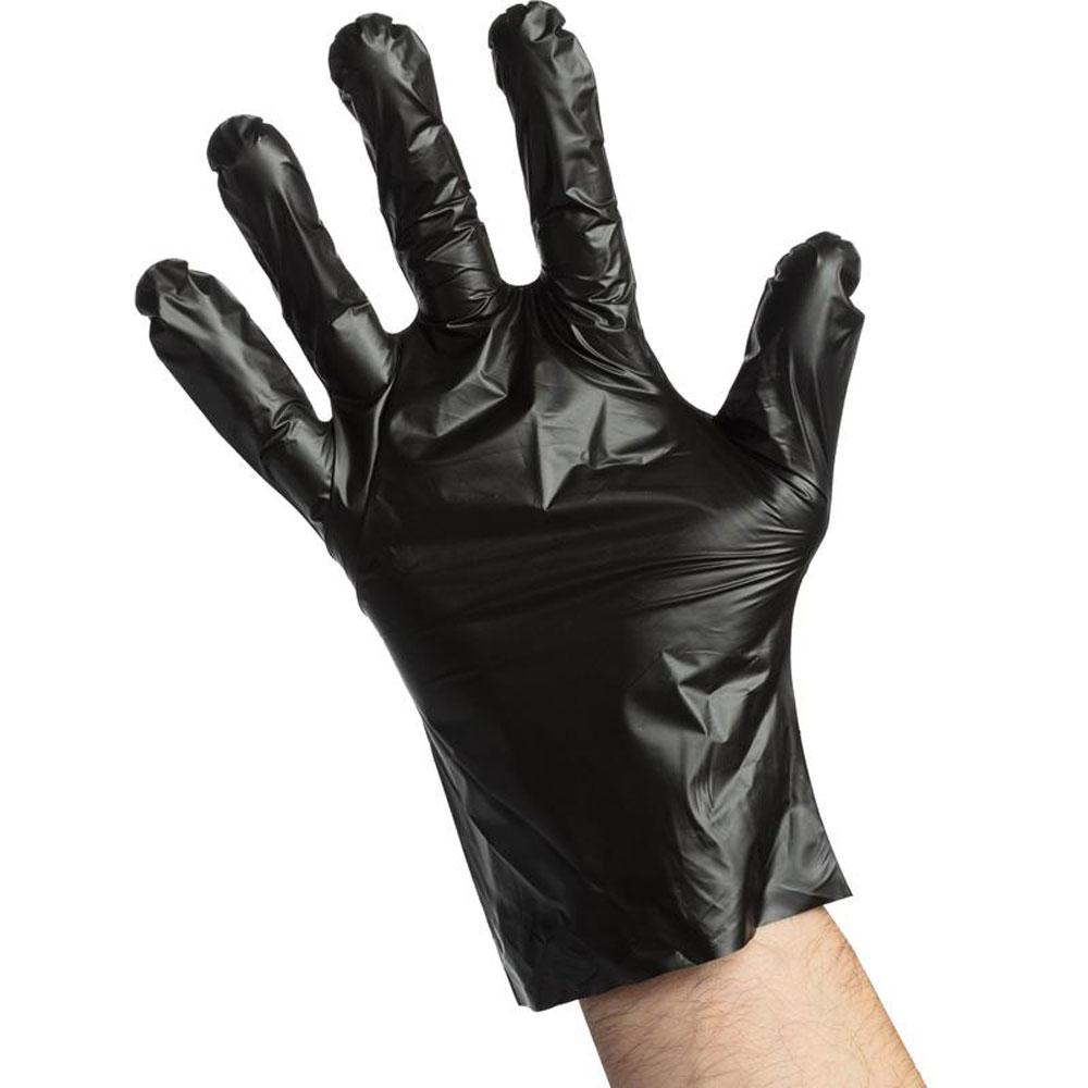 Перчатки ТПЭ одноразовые "Aviora", р-р L, 100 шт/упак, черный