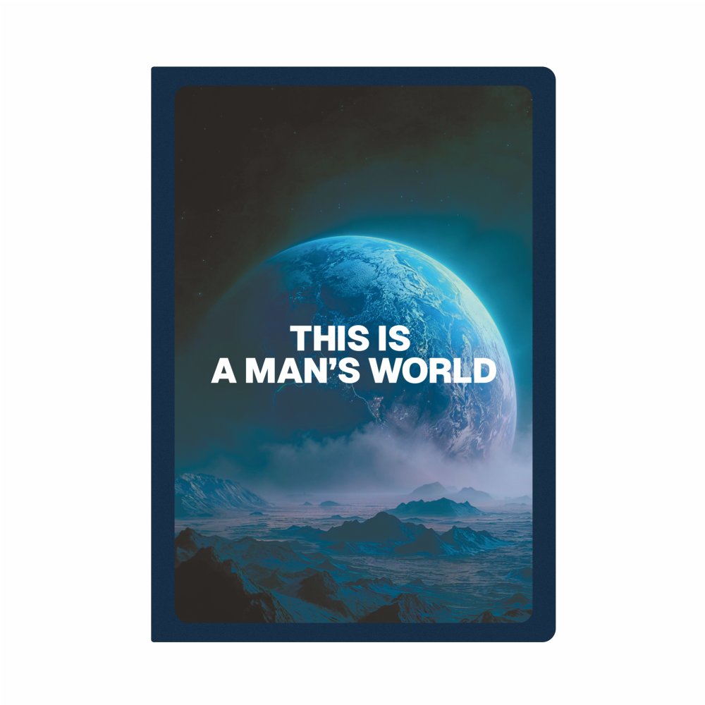 Блокнот "This is a man’s world", A5, 80 листов, темно-синий, срез голографический