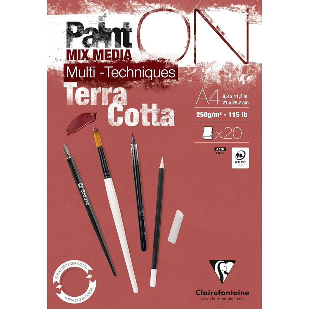 Блок-склейка "Paint'On", А4, 250г/м2, 20 листов, терракотовая бумага