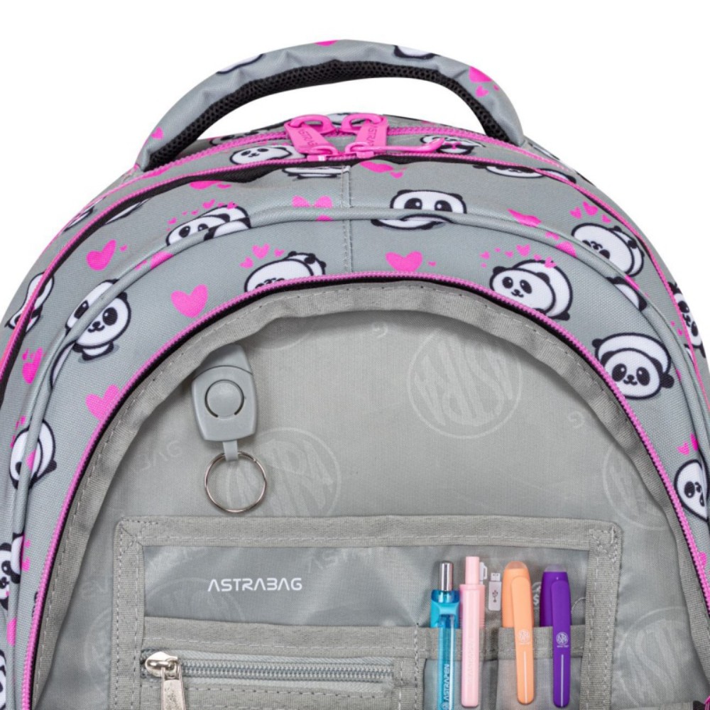 Рюкзак школьный Astra "Panda", серый, розовый - 5