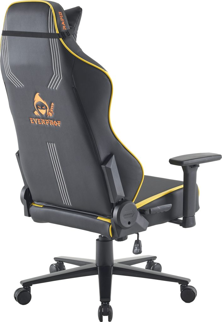 Кресло игровое EVERPROF Rapid экокожа, черный/желтый, крестов. металл - 4