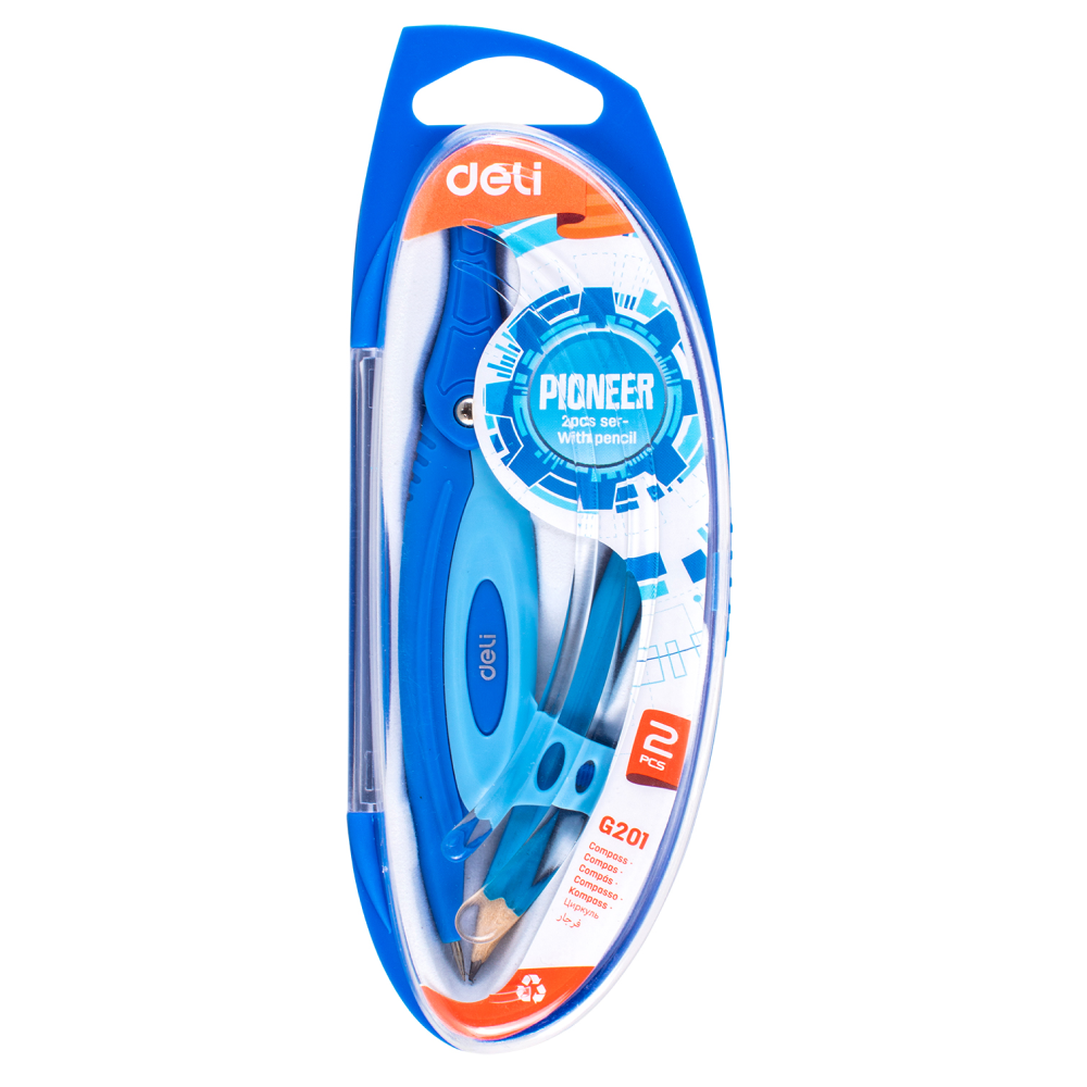 Циркуль "Deli EG20102", с карандашом, футляр, ассорти - 5