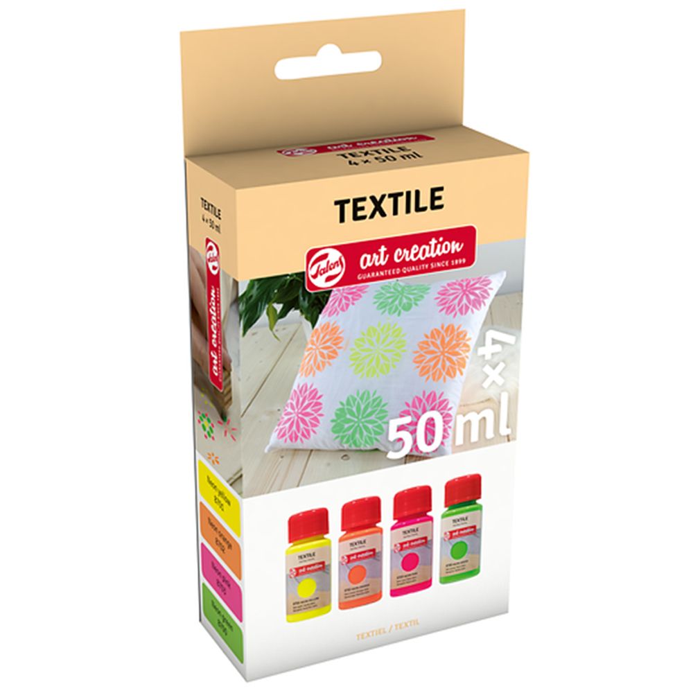 Набор красок декоративных "TEXTILE", неоновые цвета, 50 мл, 4 шт.
