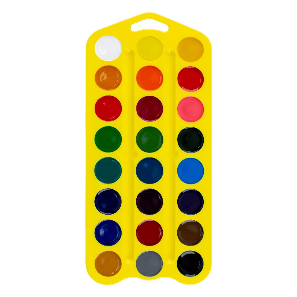 Краски акварельные "Цветик", 24 цвета, желтый