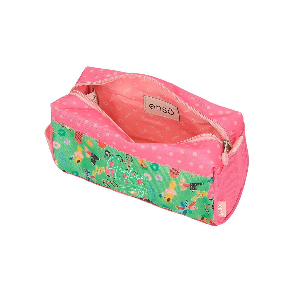 Пенал "Garden Party", 1 отделение, полиэстер, зеленый, розовый - 3