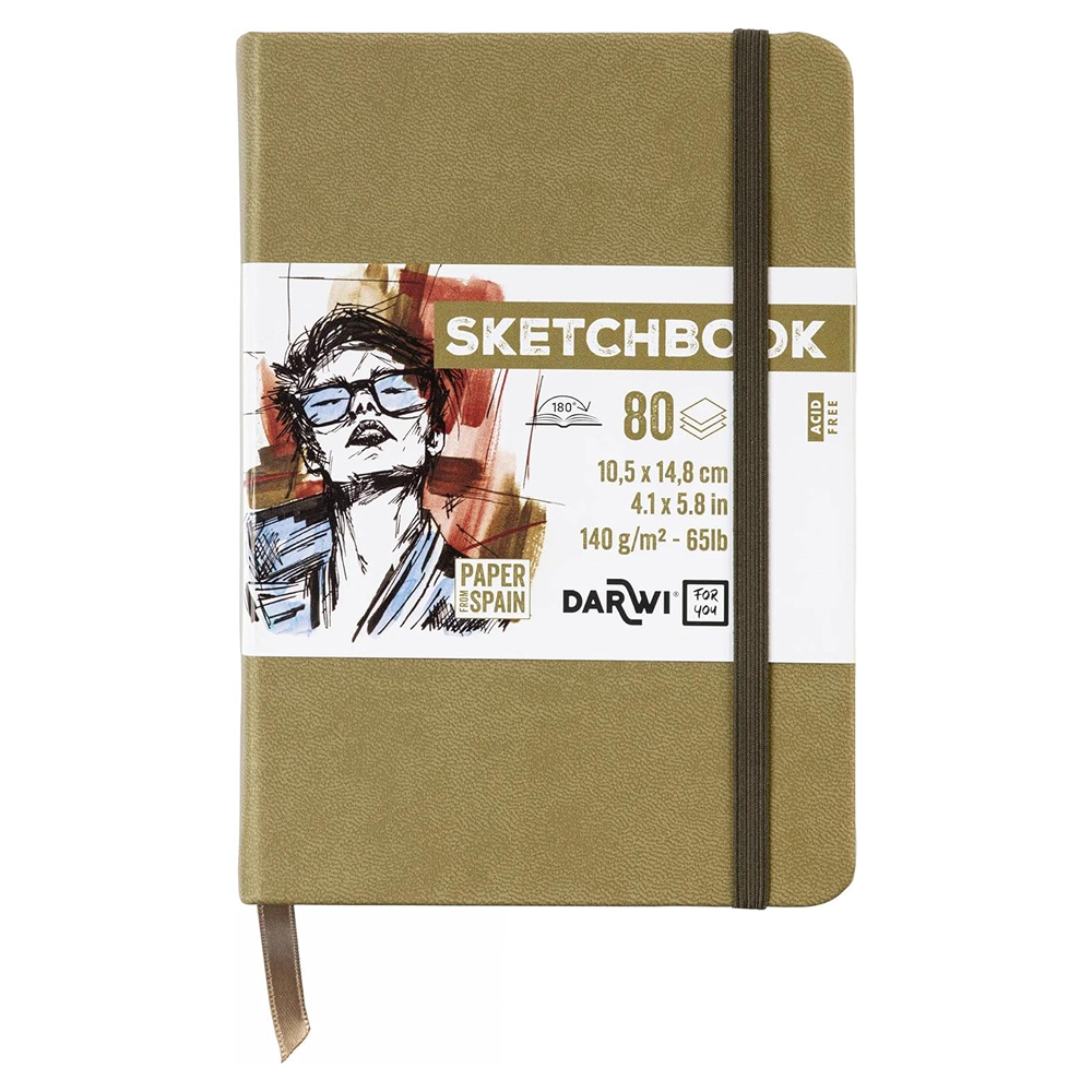 Скетчбук "Darwi", 10.2х14.2 см, 140 г/м2, 80 листов, хакки