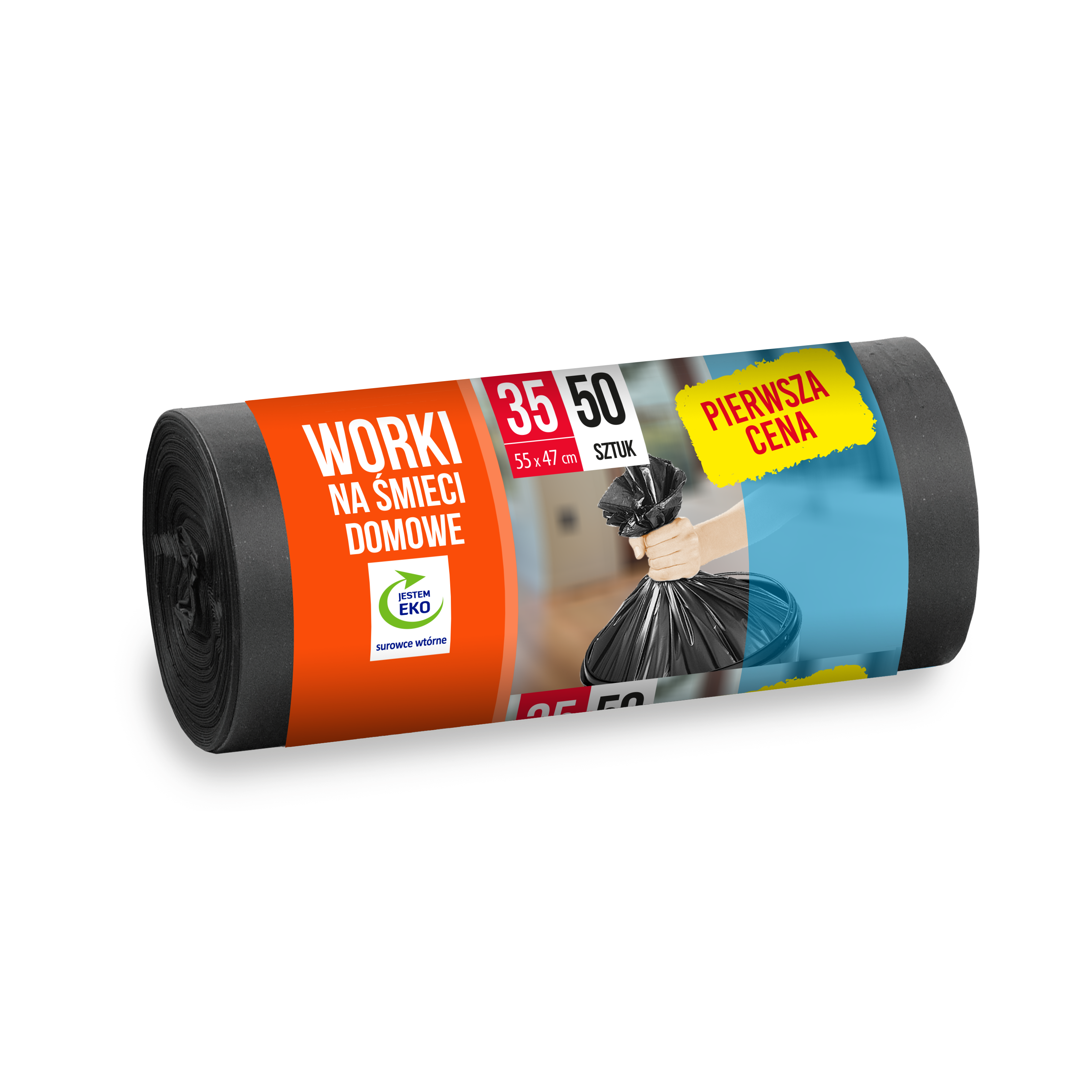 Мешки для мусора "Pierwsza Cena", 6,3 мкм, 35 л, 50 шт/рулон
