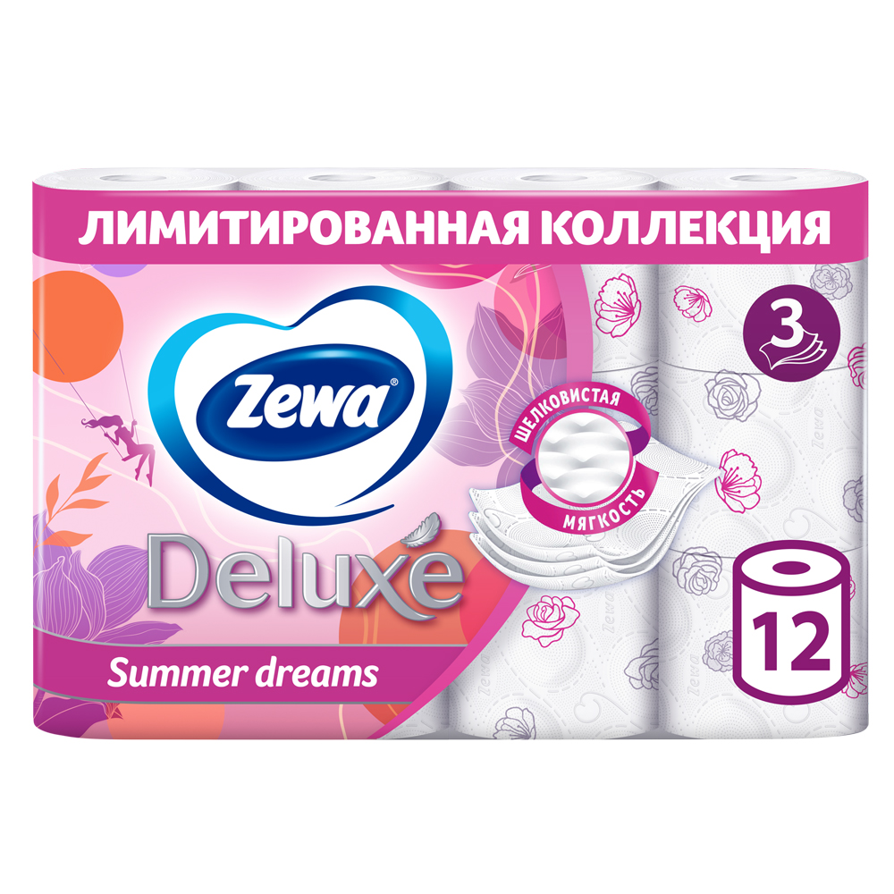 Бумага туалетная Zewa Deluxe 3 слоя, 12 рулонов - 2