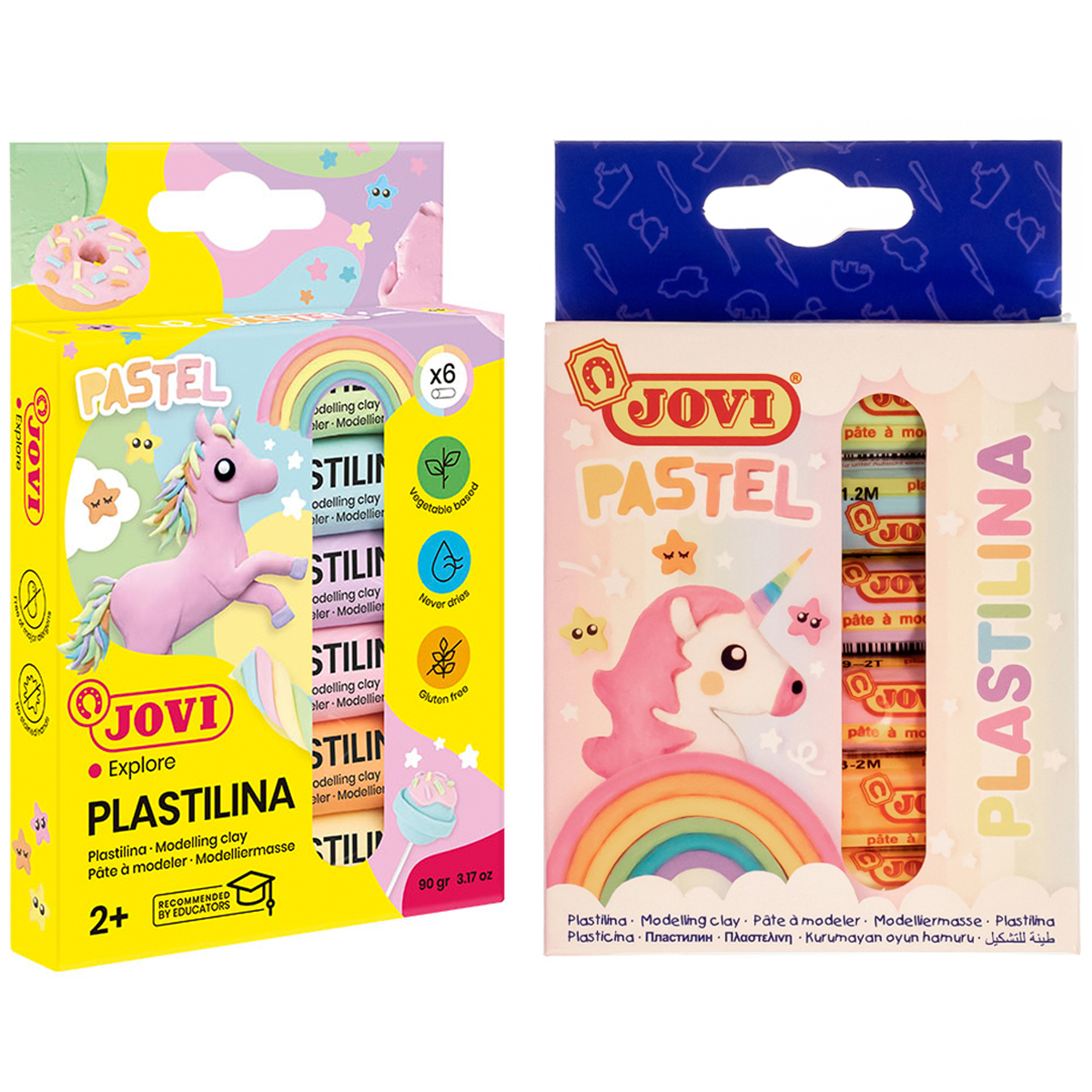 Пластилин для детской лепки "JOVI", 6 цветов, пастель, растительный