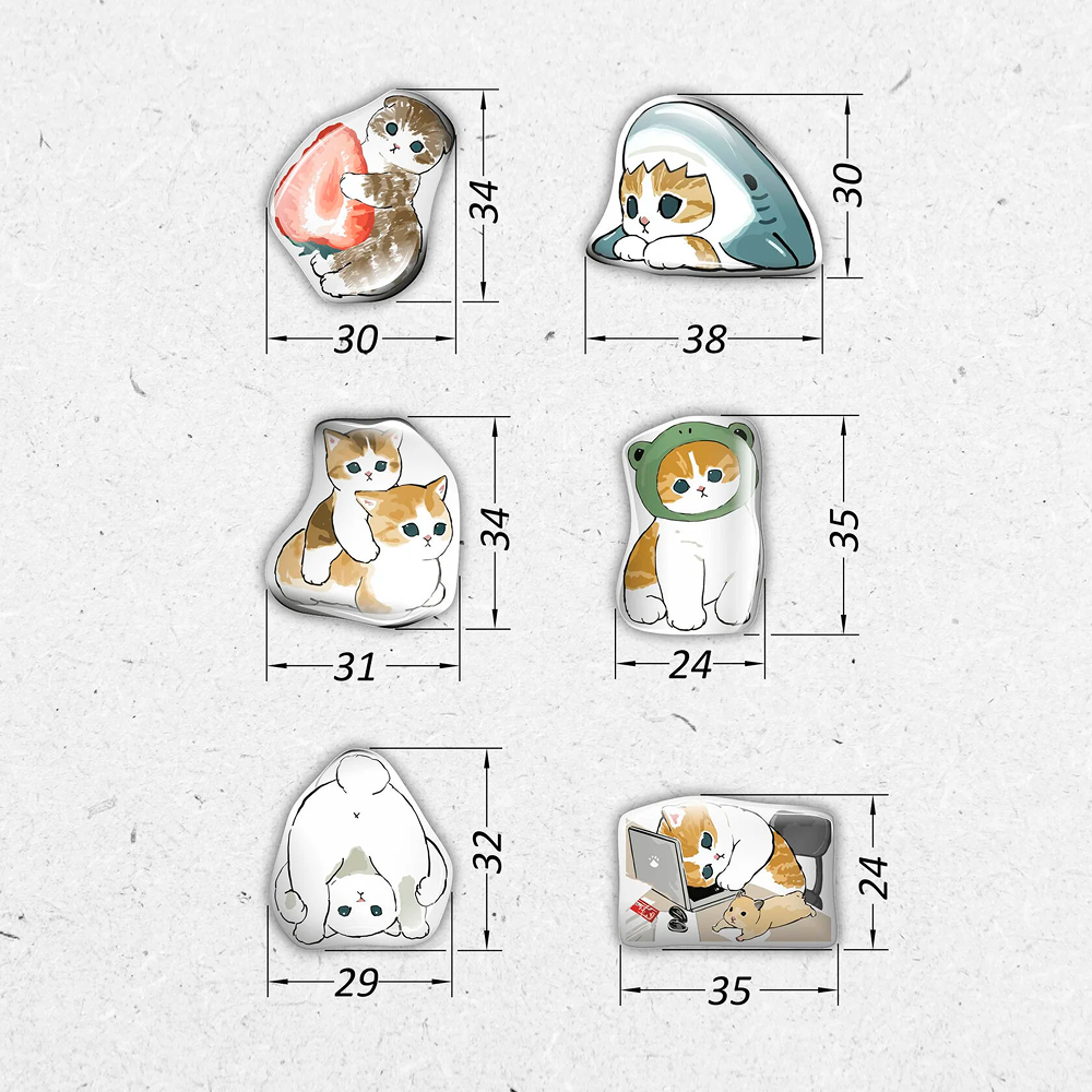 Набор наклеек объемных "Кавайные коты", А6, 1 лист, 6 шт.