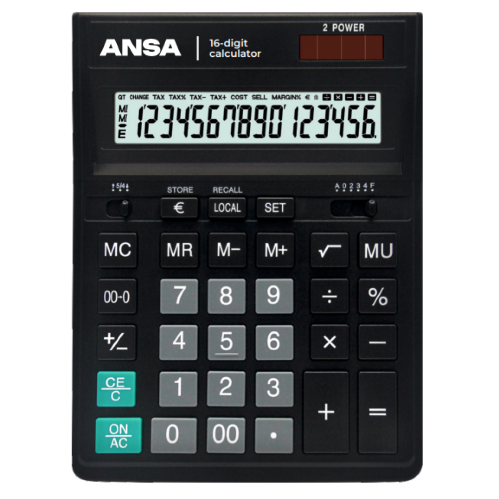 Калькулятор настольный Ansa "AN664S", 16-разрядный, черный