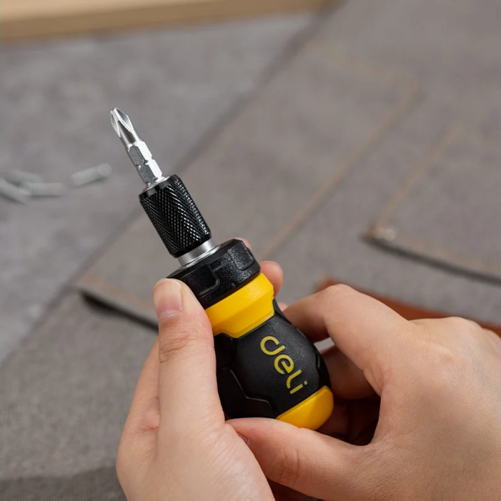 Двухсторонняя отвертка Deli YS EDL626010, с трещоткой, PH2+SL6 - 5