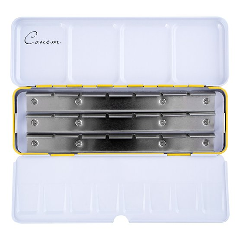 Пенал для акварели "Сонет" на 21 кювету, металл, желтый - 3