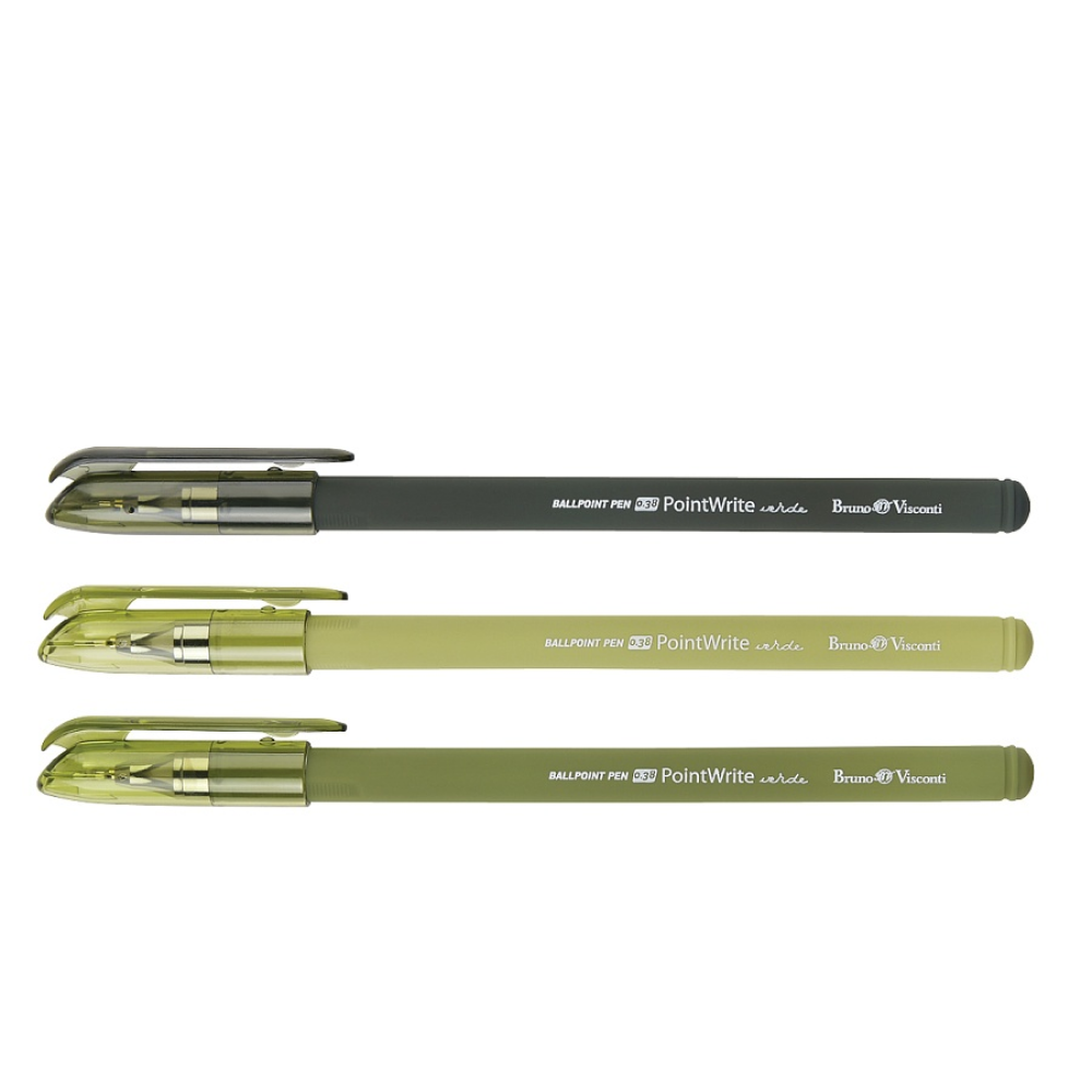 Ручка шариковая "PointWrite Verde", 0.38 мм., пластик, ассорти, синий