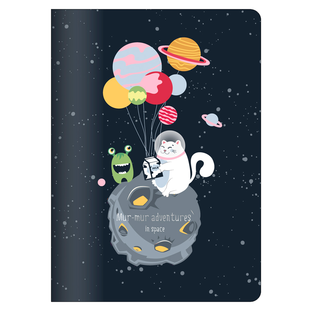 Тетрадь "Mur-mur планета", А5, 48 листов, клетка, черный