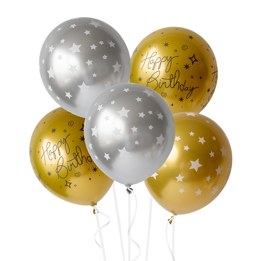 Шар воздушный "Хром Г11", 5 шт, с рисунком