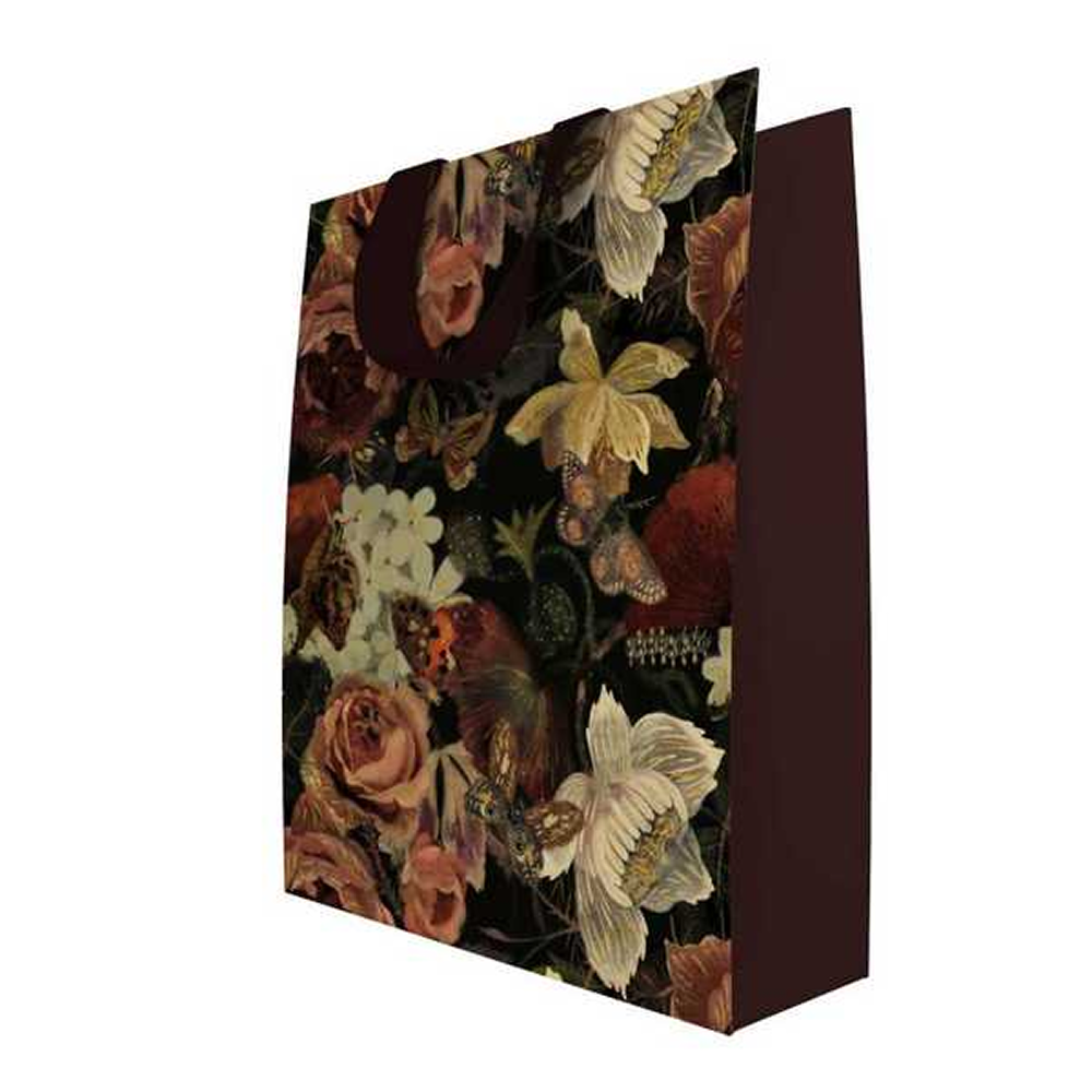 Пакет бумажный подарочный "Flora. Lush Bouquet", 18x23x10 см, коричневый