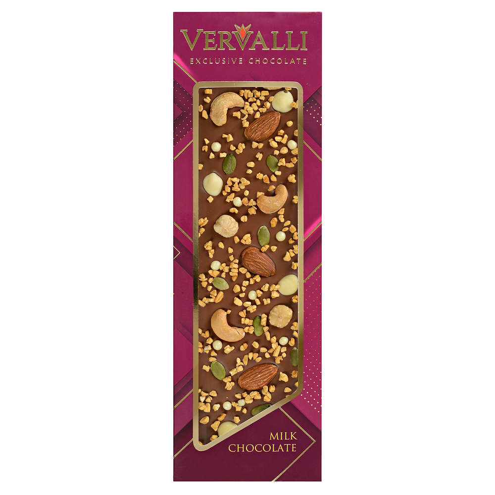 Шоколад молочный "Vervalli. Кешью, фундук, миндаль", 110 гр.