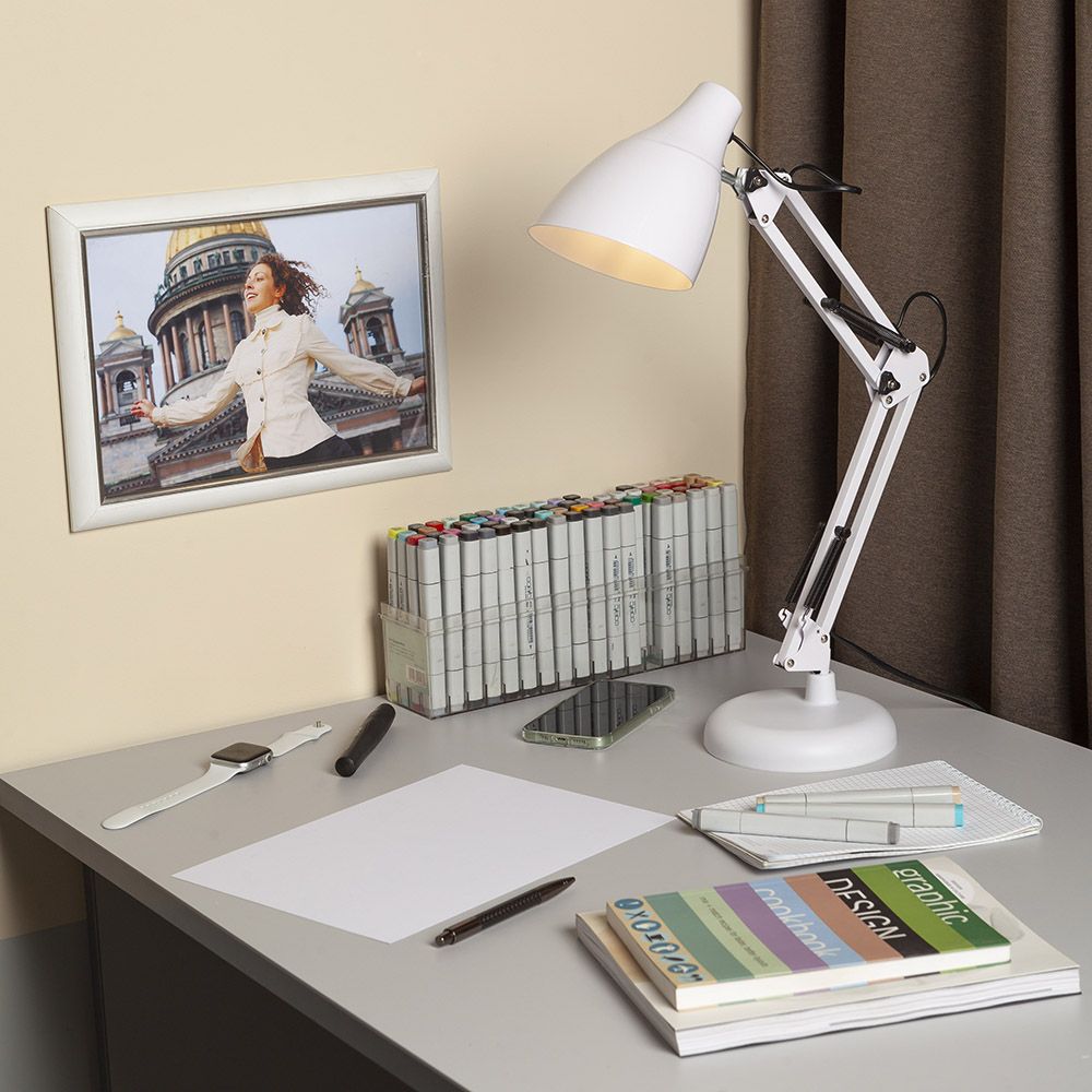 Светильник настольный "ЭРА N-123-Е27-40W", без лампочки, белый - 6