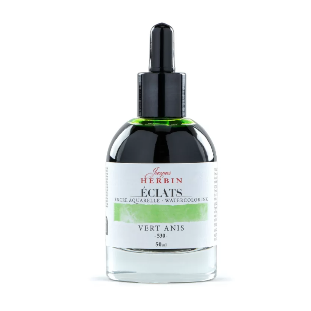 Чернила акварельные "Herbin. Eclats", анисовый зеленый, 50 мл.