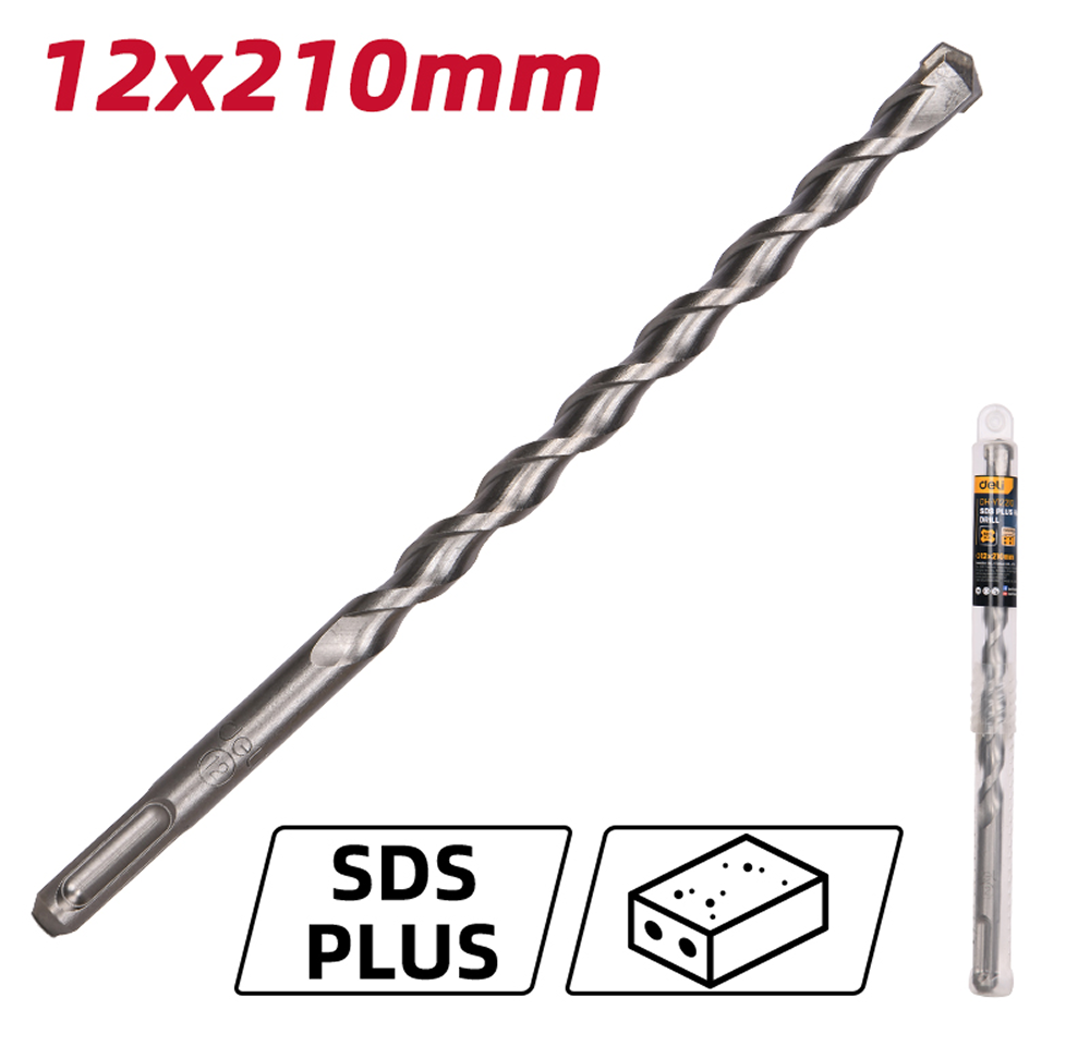 Бур по бетону Deli YS EDH-Y12210, 12 x 210 мм, SDS-PLUS