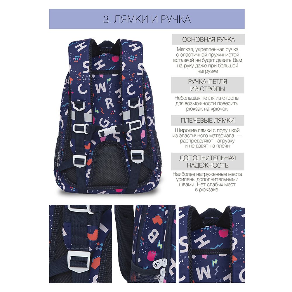 Рюкзак школьный "Funny Letters", синий - 6