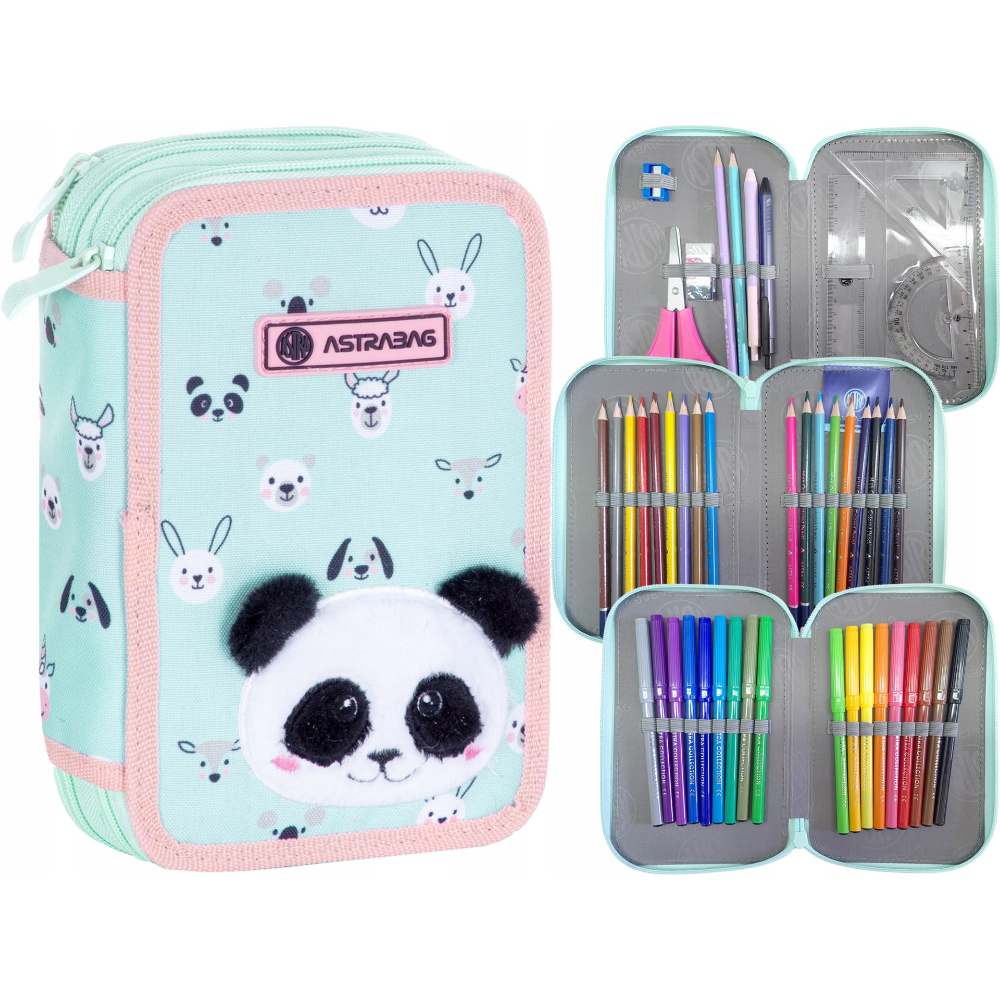 Пенал "Teddy panda", 3 отделения, с наполнением - 3