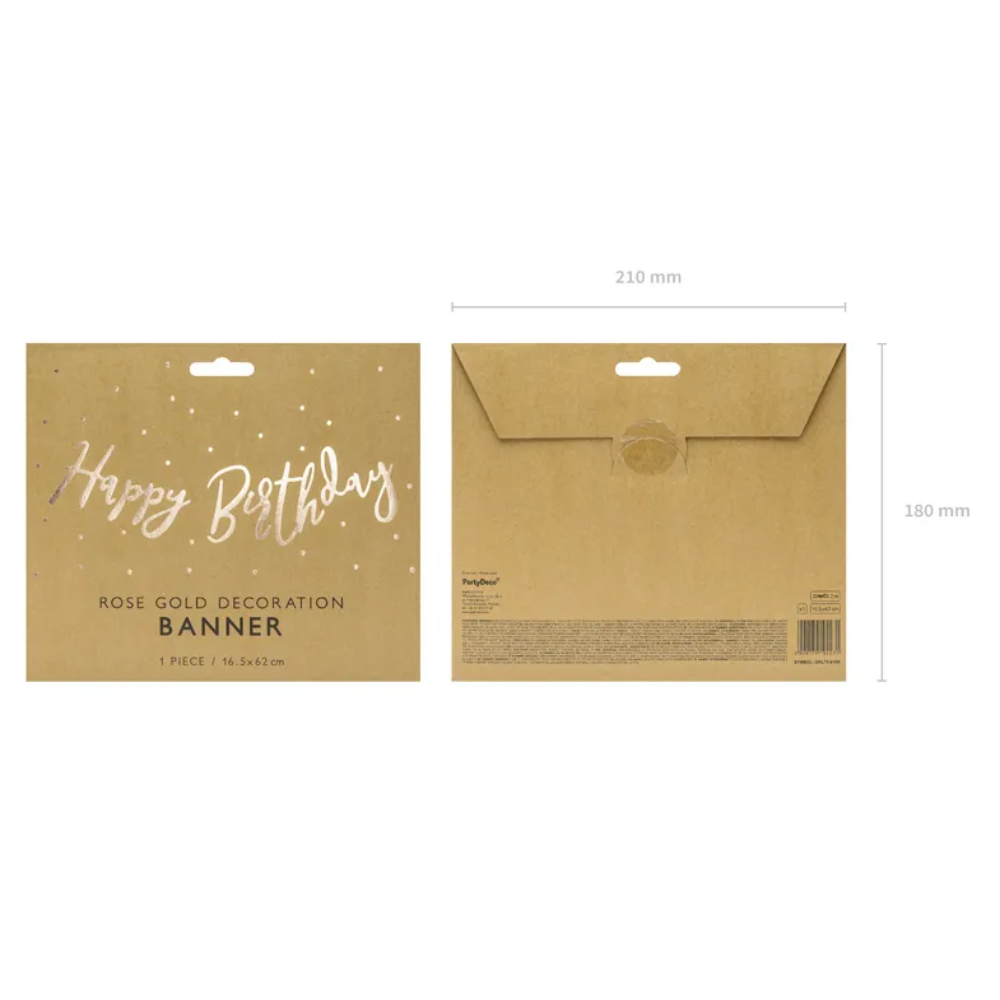Гирлянда бумажная "С днем рождения" 16,5*62 см, розовое золото - 4